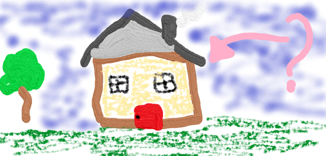 A child's drawing of a house