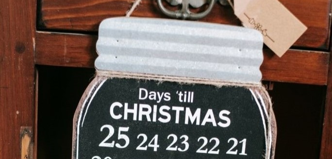 An image of a blackboard that reads 'days 'till Christmas'